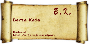 Berta Kada névjegykártya